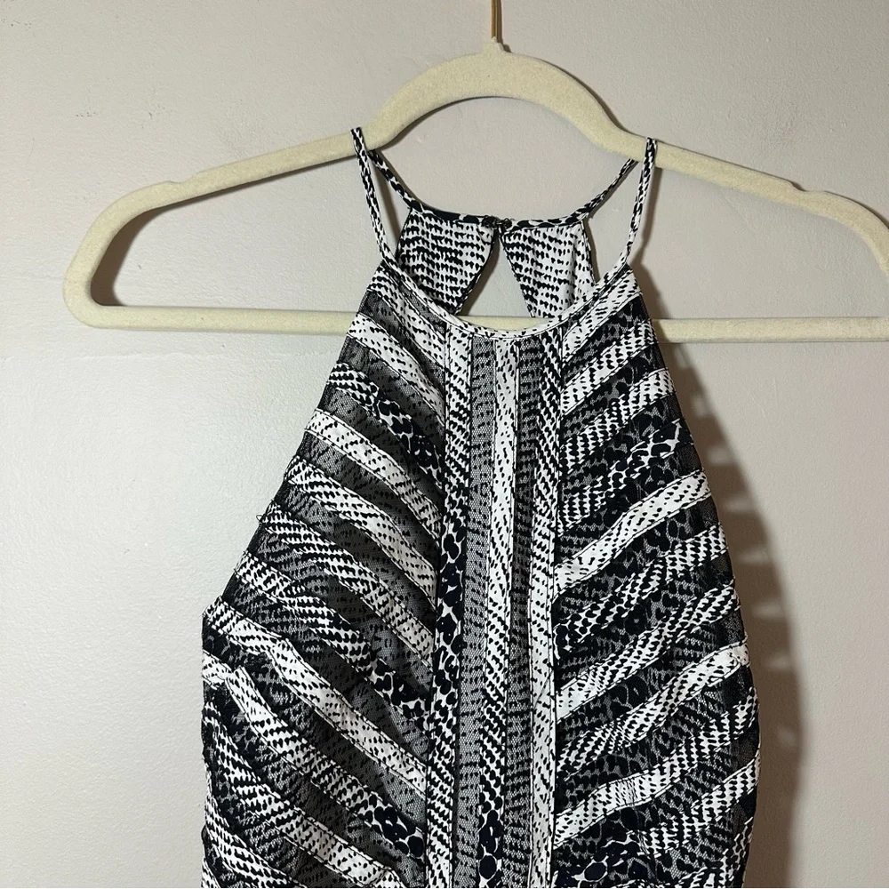 Parker Dress Women's Small Black & White Silk Halter Fit & Flare No Size Tag - Picture 7 of 10